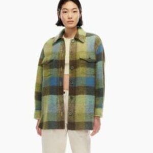Aritzia Wilfred Wool Checker Ganna Jacket Green Blue – L